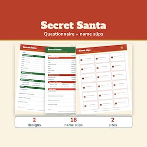 Secret Santa Questionnaire Printable, Christmas Gift Exchange Form, Coworker Favorite Things List, Office Secret Santa with Name Slips image 1