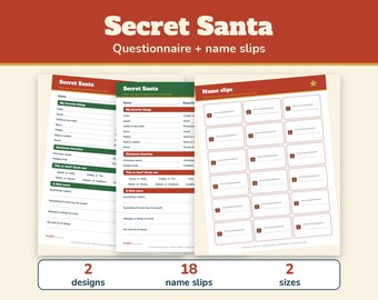 Secret Santa Questionnaire Printable, Christmas Gift Exchange Form, Coworker Favorite Things List, Office Secret Santa with Name Slips