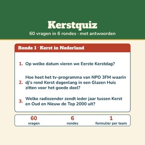 Julquiz 60 frågor med svar | Holländskt julpubquiz | Utskrivbart quiz för julmiddag, juldrinkar och nyårsafton bild 1