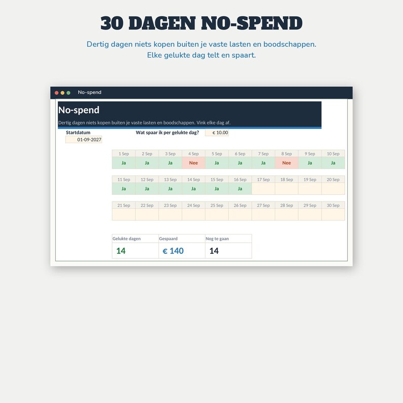 Haushaltsbuch 2027 (Excel) | Budgetplaner (Google Sheets, Niederländisch) | Fixe Ausgaben, Sparschweine, Schulden, Jahreskalender | Budgetplaner 2027 Bild 16