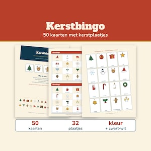 Christmas Bingo 50 Cards with Pictures | Christmas Bingo for Children and Family | Printable Christmas Game in Dutch | Christmas Dinner, Class, Christmas Drinks image 1