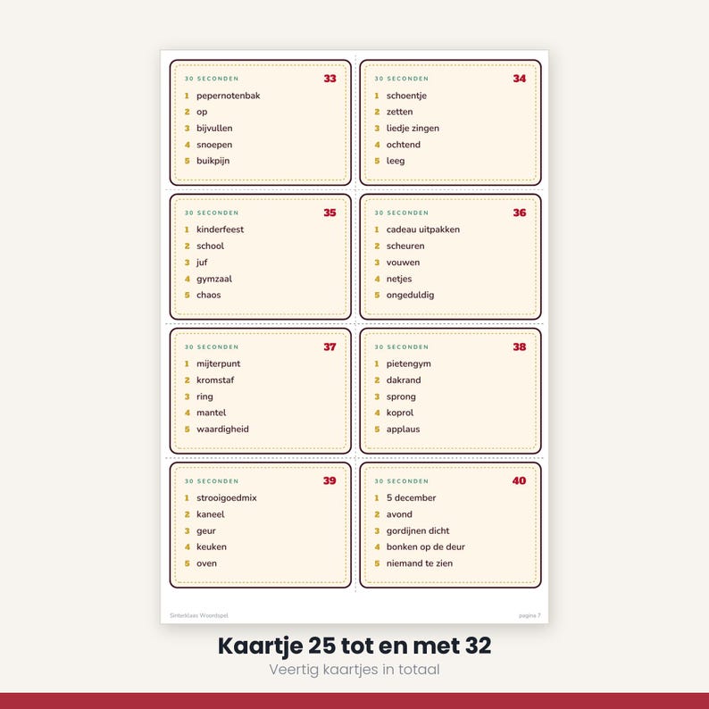 Sinterklaas Word Game 40 Cards | 30 Seconds Game | Children's Party Printable | Gift-Giving Evening PDF image 11