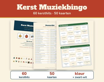 Christmas Music Bingo 60 Christmas Hits 50 Cards | Music Bingo Christmas Dutch Printable | Christmas Drinks, Christmas Party, Family, New Year's Eve