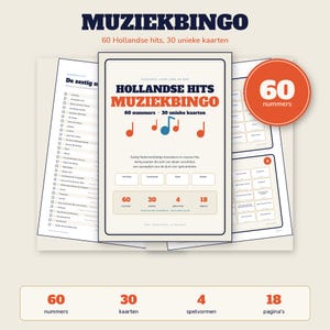 Hitster Cards Dutch | Music Bingo 30 Cards | 60 Dutch Hits | Printable Party Game PDF image 1