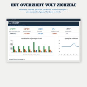 Haushaltsbuch 2027 (Excel) | Budgetplaner (Google Sheets, Niederländisch) | Fixe Ausgaben, Sparschweine, Schulden, Jahreskalender | Budgetplaner 2027 Bild 3