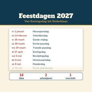 Calendar 2027 Netherlands | Week Numbers, Public Holidays and School Holidays | Fillable PDF A4 and A3 | Annual Calendar Monthly Calendar 2027 image 5