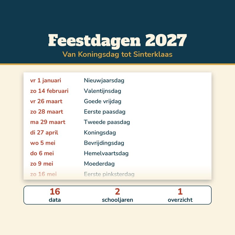 Calendar 2027 Netherlands | Week Numbers, Public Holidays and School Holidays | Fillable PDF A4 and A3 | Annual Calendar Monthly Calendar 2027 image 5