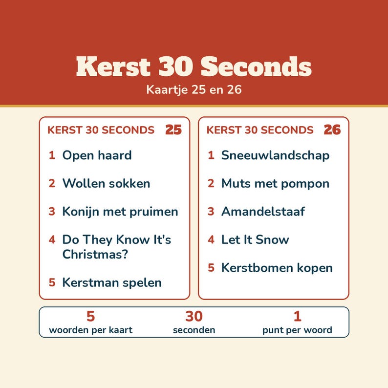 Christmas 30 Seconds 200 Concepts | Christmas Game Dutch Printable | Guessing Game for Christmas Dinner, Christmas Drinks, Family, and New Year's Eve image 12