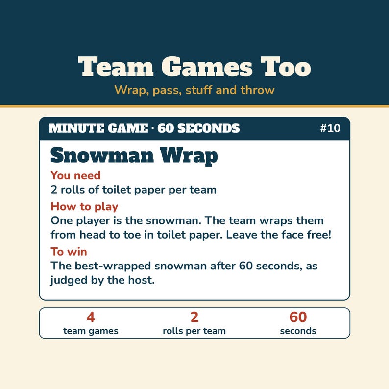 Christmas Minute Games, 24 One Minute Party Games Printable, Christmas Party Games for Kids and Adults, Family, Classroom, Office Party image 4