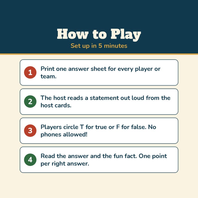 Christmas True or False Game, Printable Christmas Trivia with Fun Facts, Holiday Trivia for Kids Adults Seniors, Class or Office Party Bild 2