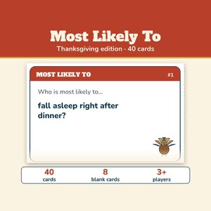 Thanksgiving Games Bundle, 5 Printable Games, Thanksgiving Feud, Trivia, Most Likely To, Friendsgiving Party Games for Family and Adults image 5