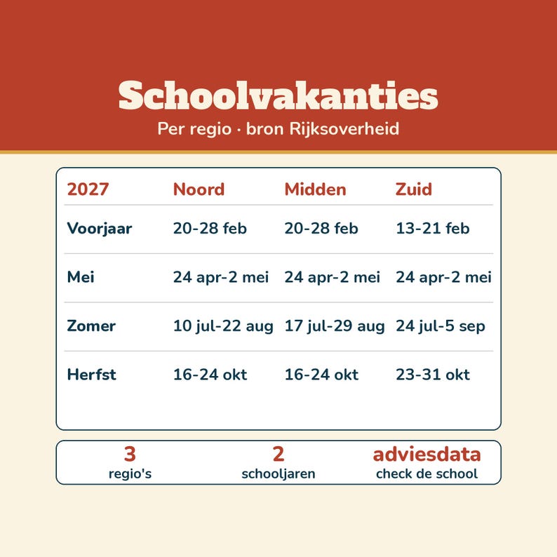 Calendar 2027 Netherlands | Week Numbers, Public Holidays and School Holidays | Fillable PDF A4 and A3 | Annual Calendar Monthly Calendar 2027 image 3