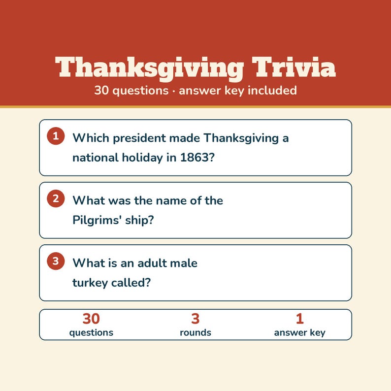 Thanksgiving Games Bundle, 5 Printable Games, Thanksgiving Feud, Trivia, Most Likely To, Friendsgiving Party Games for Family and Adults image 4