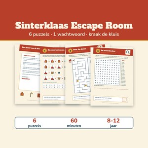 Sinterklaas Escape Room Kinderen 8-12 | Pakjesavond Spel Printable | 6 Puzzels, Hints & Antwoorden | PDF Nederlands image 1