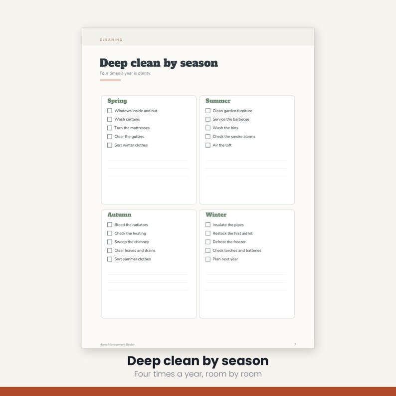 Home Management Binder Printable | Cleaning Schedule Meal Planner Budget | Household Organizer 25 Pages | A4 US Letter Instant Download image 10