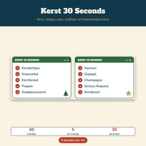 Paquete de juegos navideños en neerlandés | Bingo navideño (50 cartones), 30 segundos de Navidad, concurso navideño (60 preguntas), bingo musical navideño | Juego imprimible para la cena de Navidad imagen 11