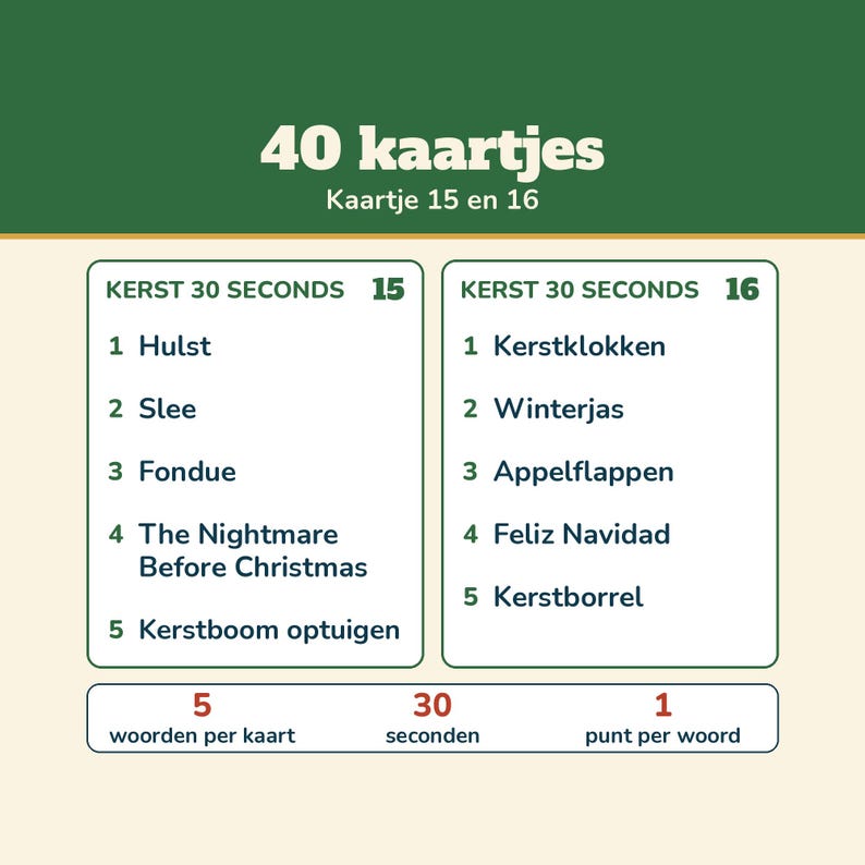 Christmas 30 Seconds 200 Concepts | Christmas Game Dutch Printable | Guessing Game for Christmas Dinner, Christmas Drinks, Family, and New Year's Eve image 11