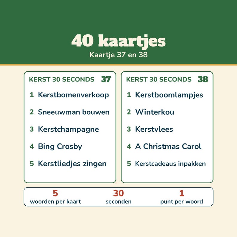 Christmas 30 Seconds 200 Concepts | Christmas Game Dutch Printable | Guessing Game for Christmas Dinner, Christmas Drinks, Family, and New Year's Eve image 13