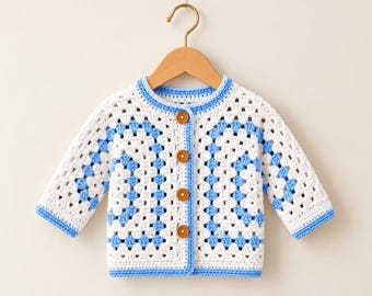 Crochet Baby Cardigan Pattern | Granny Hexagon Sweater | 3-6 Month PDF