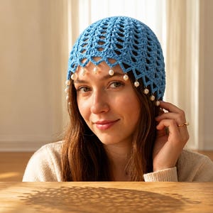Häkelanleitung für einen Perlen-Bucket-Hat | Sommerkappe mit Perlenbesatz (PDF-Anleitung)