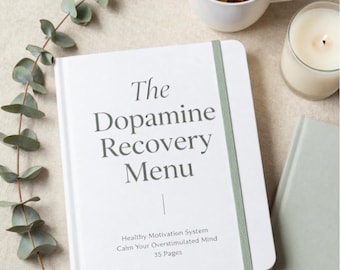 Dopaminåterhämtningsmeny Utskrivbar PDF, ADHD-motivationsarbetsbok, dopaminavgiftning och mental välbefinnandeplanerare