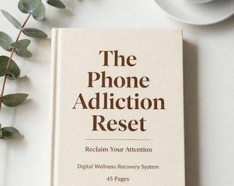 PDF imprimible para superar la adicción al teléfono, cuaderno de trabajo para la desintoxicación digital, planificador de recuperación y bienestar.