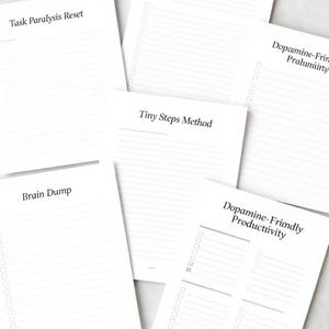 Återställning av exekutiv dysfunktion Utskrivbar PDF, ADHD-produktivitetsarbetsbok, uppgiftsförlamning och mental klarhetsplanerare bild 6