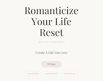 Romanticiza tu vida: Reinicia tu vida (PDF imprimible), Planificador de vida suave, Cuaderno de trabajo para el bienestar femenino y el crecimiento personal.