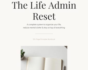 PDF imprimible para restablecer la administración de la vida, cuaderno de trabajo para la organización de la vida, sistema de planificación y productividad apto para personas con TDAH.