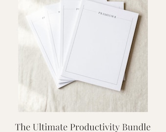 Paquete de planificador de productividad imprimible en PDF, paquete minimalista de planificador digital, rastreador de hábitos, planificador semanal, descarga instantánea.