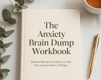 Cuaderno de trabajo imprimible en PDF para liberar la ansiedad, diario para aliviar la ansiedad, organizador mental y planificador de bienestar.