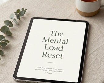PDF imprimible para reiniciar la carga mental, cuaderno de ejercicios para controlar el exceso de pensamiento y aliviar el estrés, planificador de bienestar suave.