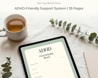 PDF imprimible para superar la sobrecarga de trabajo en personas con TDAH, cuaderno de productividad para personas con TDAH, planificador para superar la parálisis por tareas y lograr claridad mental.