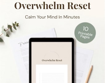 PDF imprimible de 5 minutos para aliviar el estrés, cuaderno de ejercicios para personas con TDAH, planificador para la claridad mental y el alivio del estrés.