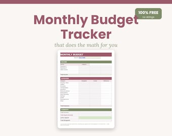 Plantilla de presupuesto mensual sencilla en formato de hoja de cálculo / Planificador de presupuesto y seguimiento de gastos fácil de usar / Excel, Google Sheets / Descarga instantánea