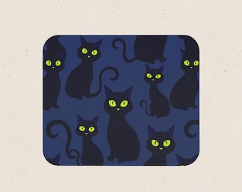 Alfombrilla de ratón con diseño de gato negro, 23 x 20 cm.
