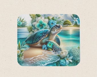 Alfombrilla de ratón con diseño de tortuga marina, 23 x 20 cm, color azul verdoso.