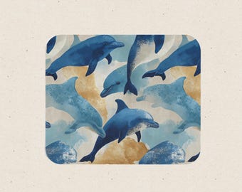 Alfombrilla de ratón con diseño de delfín azul, 23 x 20 cm, decoración náutica.