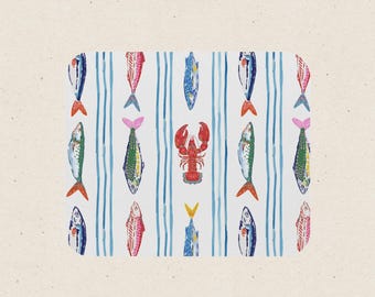Alfombrilla de ratón con diseño de mariscos, decoración para el espacio de trabajo, alfombrilla de escritorio de 23 x 20 cm.