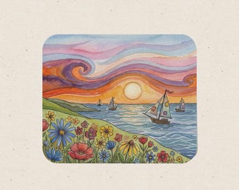 Alfombrilla de ratón con diseño de paisaje marino de Coastal Decor, 23 x 20 cm.