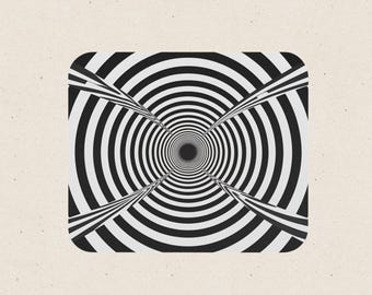 Alfombrilla de ratón hipnótica con efecto vórtice en blanco y negro / Alfombrilla de escritorio con ilusión óptica
