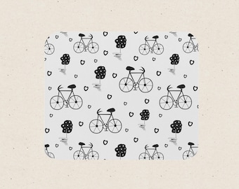 Alfombrilla de ratón con estampado de bicicleta, 23 x 20 cm, para escritorio, decoración de espacio de trabajo.