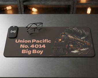 Vintage Locomotive LED Wireless Charging Gaming Mouse Pad with Multiple Selections of Trains