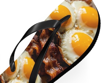Bacon and Eggs Flip Flops | Breakfast Pattern Sandals