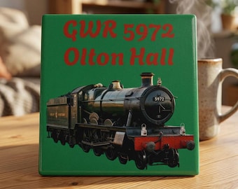 GWR 5972 Olton Hall Steam Train Ceramic Coaster | Vintage Locomotive Railways Decor