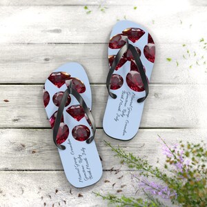 Ruby Gemstone Pattern Flip Flops | Ruby Jewel Beach Sandals image 3