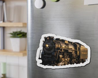 Vintage Steam Locomotive Pere Marquette 1225 Die-Cut Magnet | Train Engine Refrigerator Magnet