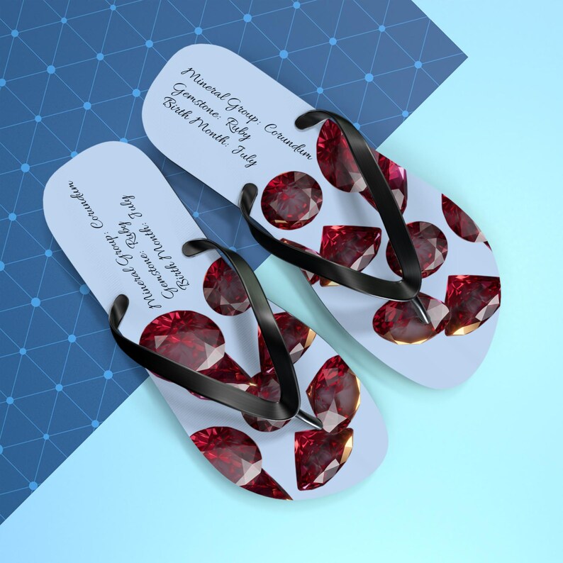Ruby Gemstone Pattern Flip Flops | Ruby Jewel Beach Sandals image 4