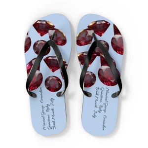 Ruby Gemstone Pattern Flip Flops | Ruby Jewel Beach Sandals