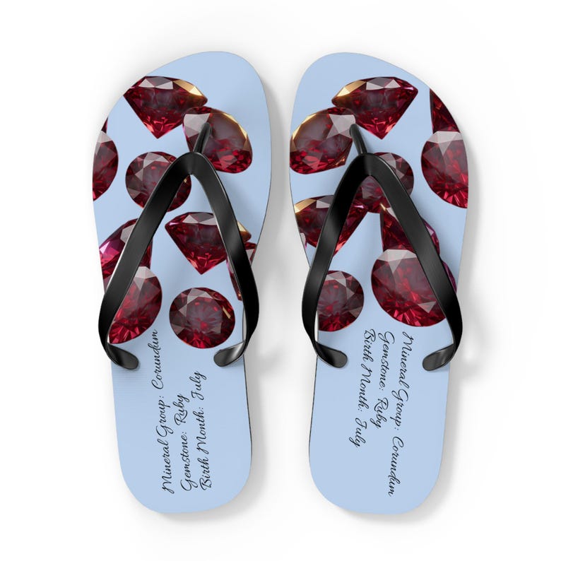 Ruby Gemstone Pattern Flip Flops | Ruby Jewel Beach Sandals image 1